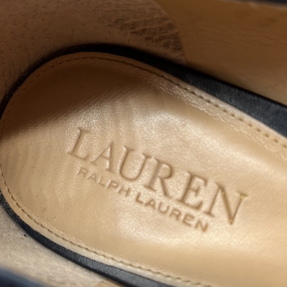 Lauren Ralph Lauren Jacksen Navy Blue Leather Pumps with chain accent Sz 10B. - Picture 5 of 11